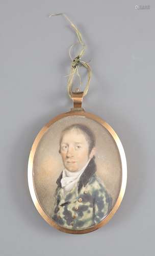 19th century English School, watercolour on ivory Miniature ...