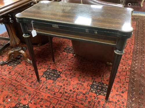 A coromandel folding card table, width 80cm, depth 43cm, hei...