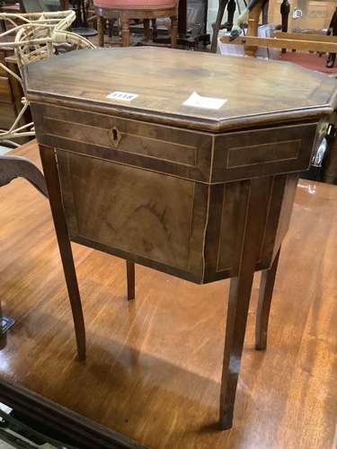 A George III octagonal mahogany work table, width 43cm, dept...