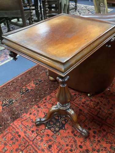 A Victorian rosewood rectangular tripod table, width 49cm, d...