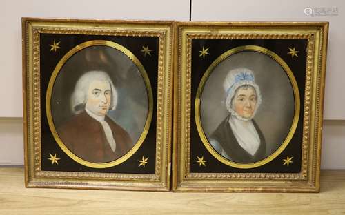 English School, c.1800, pair of pastels, Portraits of John B...