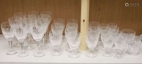 A collection of Waterford Colleen cut glasses and port glass...