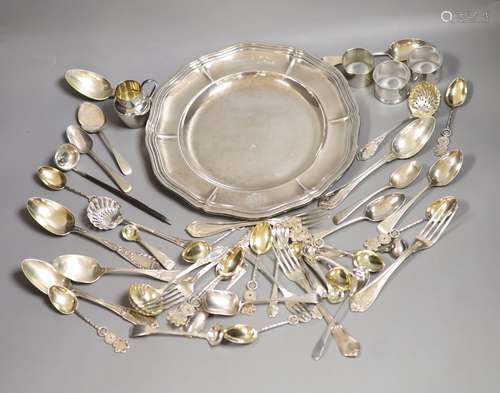 A group of assorted flatware, including some French and Chin...