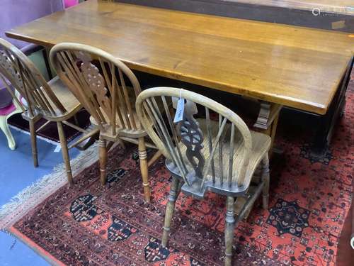 An 18th century style modern kitchen refectory table, length...