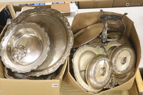 A quantity of plated wares to include tureens and covers, ch...