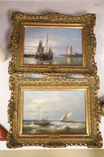 Abraham Hulk (1851-1922), pair of oils on canvas, Shipping o...