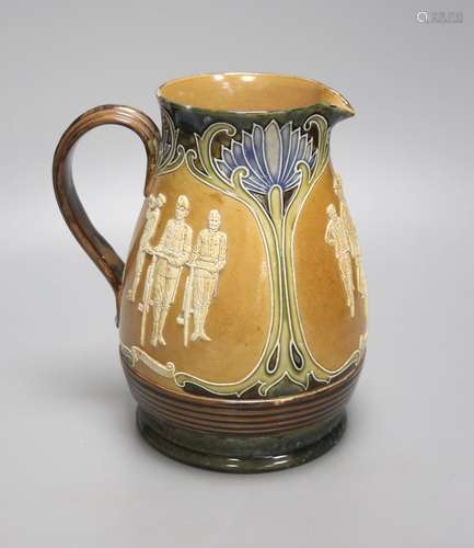 Cycling Interest: A Doulton Lambeth stoneware jug, c.1900, 2...