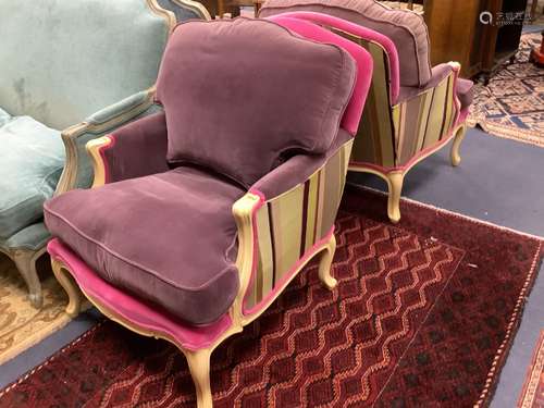 A pair of contemporary Wychwood design armchairs in Louis XV...