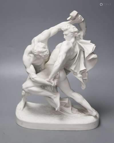 A 19th century Continental bisque porcelain figure group, ma...