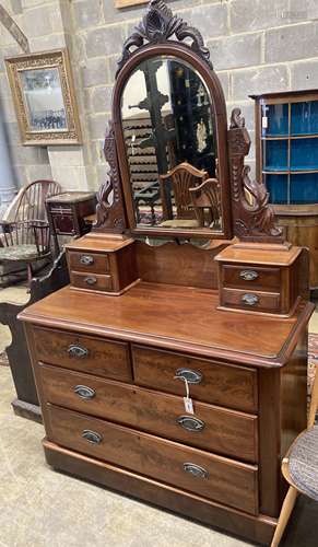 A Victorian mahogany dressing chest, width 118cm, depth 52cm...