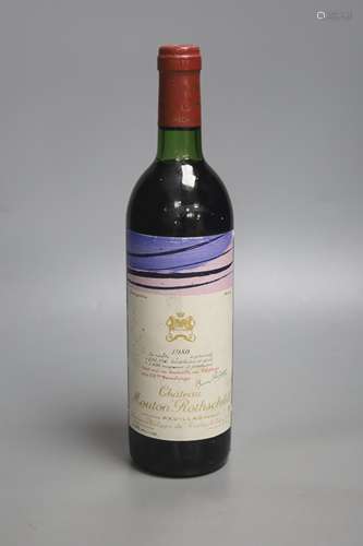 A bottle of Chateau Mouton Rothschild, 1980