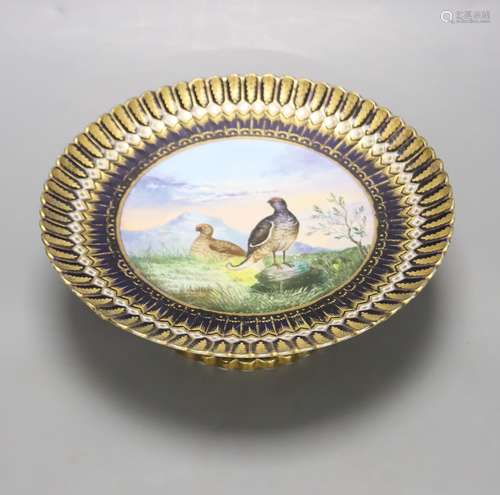 A Copeland pedestal dish, decorated with pheasants, diameter...