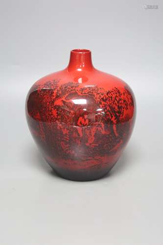 A Royal Doulton flambe veined vase, height 25cm