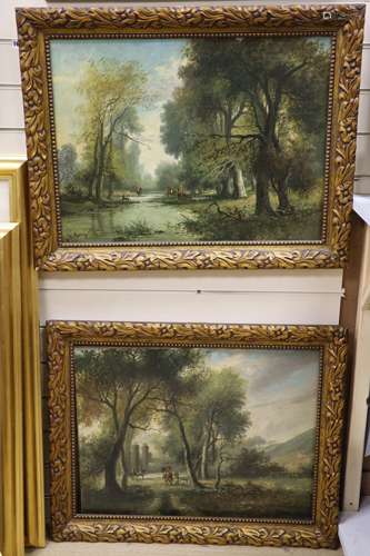 Continental School, pair of oils on canvas, 19th century hor...