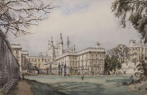 Dennis Flanders (1915-1994), watercolour, Oxford New College...