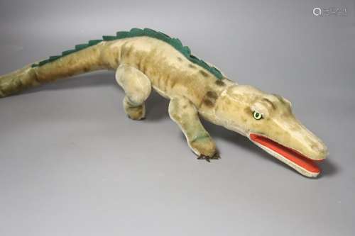 A large 1950’s Steiff crocodile, 71cm.