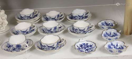 A Meissen blue and white part coffee service and similar lea...