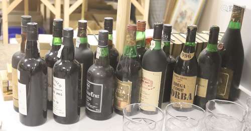 A small collection of port and red wine