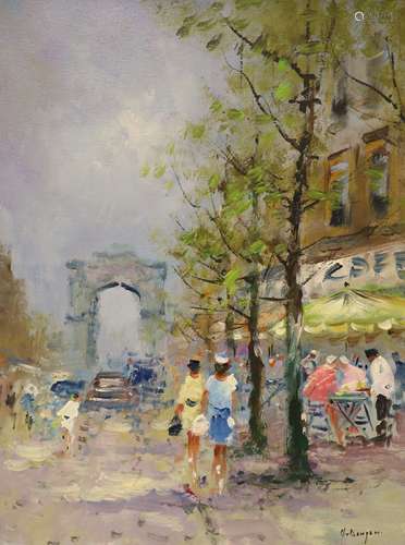 Harrij van Dongen (1909-), oil on canvas, Paris street scene...