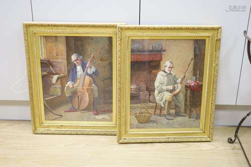 Henry Terry (1879-1920), pair of watercolours, Interiors wit...