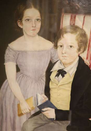 English School c.1890, oil on board, Portrait of a brother a...