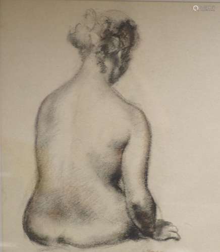 Clara Klinghoffer (1900-1972) Seated female nude pastel on p...