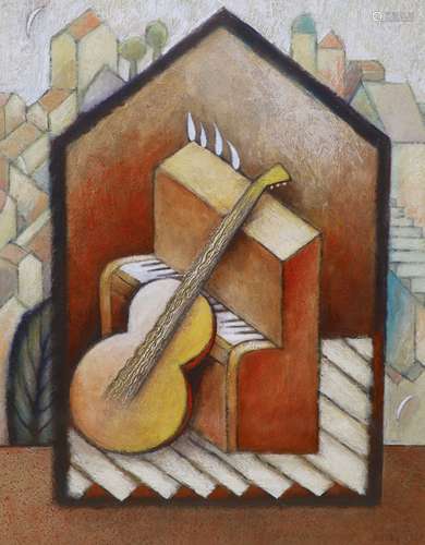 Jiri Borsky (Czech 1909-), oil on board, Abstract piano and ...