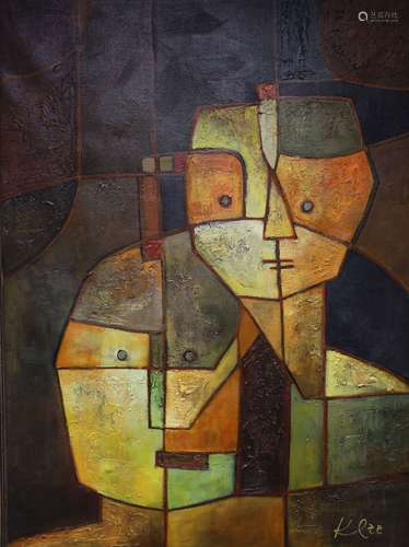 After Paul Klee, oil on canvas, Two Heads, bears signature, ...