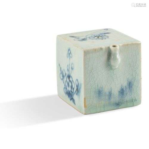 Compte-gouttes en porcelaine bleu et blanc, Corée, époque Jo...