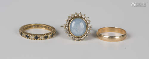 A gold, star sapphire and colourless gem set cluster ring, u...