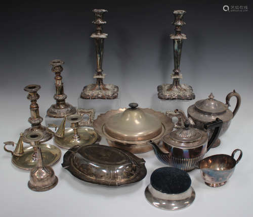 A collection of assorted plated items, including a pair of V...