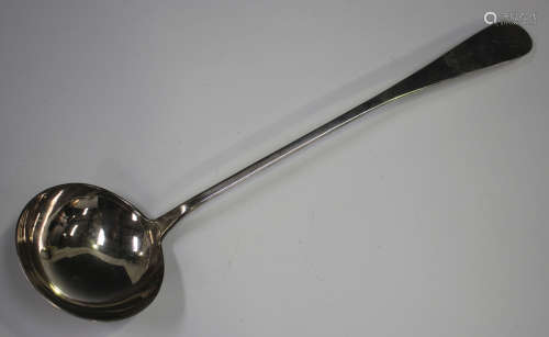 A George III Scottish silver Old English pattern soup ladle,...