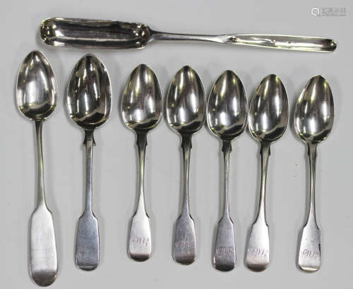 A small group of silver cutlery, including a marrow scoop, L...