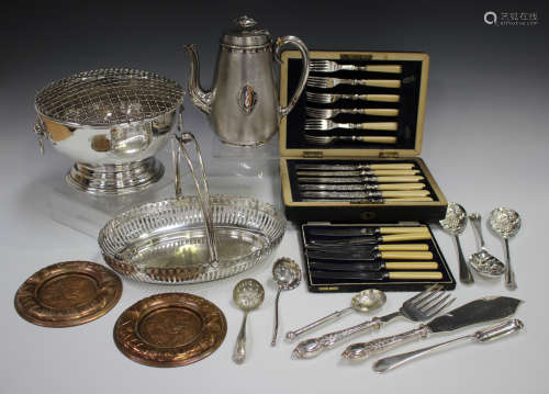 A group of plated items, including a Victorian Elkington & C...