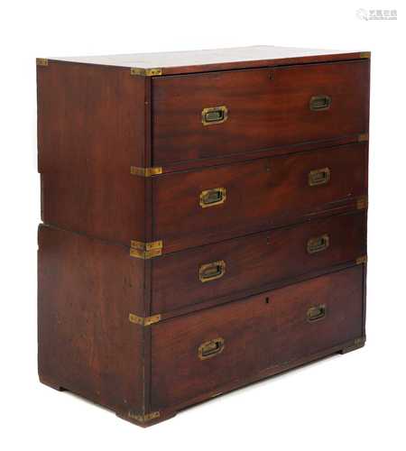 A Victorian mahogany campaign chest,