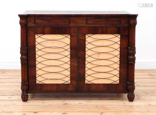 A George IV rosewood collector's cabinet in the manner of Gi...