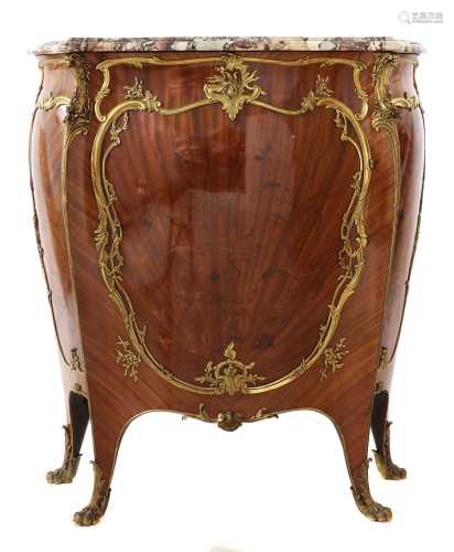 A French Louis XV-style amaranth and kingwood meuble d'appui...