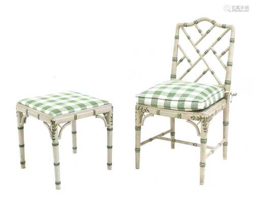 A painted faux bamboo single chair,