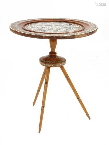 A Syrian inlaid occasional table,