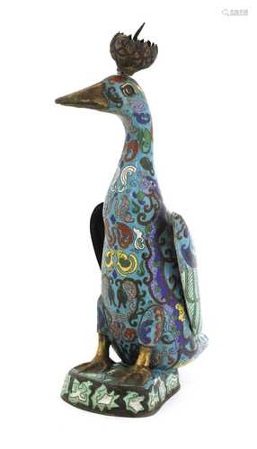 A Chinese cloisonné duck,