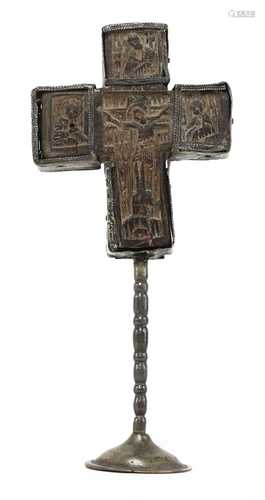 A carved olivewood Mount Athos crucifix,