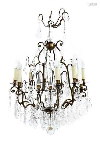 A cut-glass and gilt-metal chandelier,