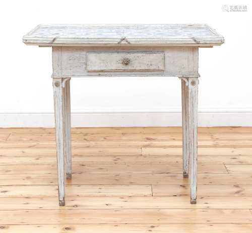 A Danish white-painted tile-top table,