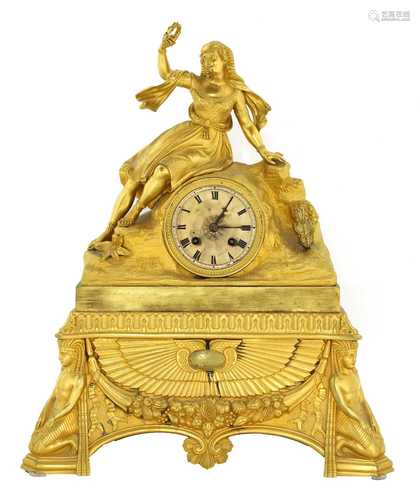 A French Egyptian Revival ormolu mantel clock,