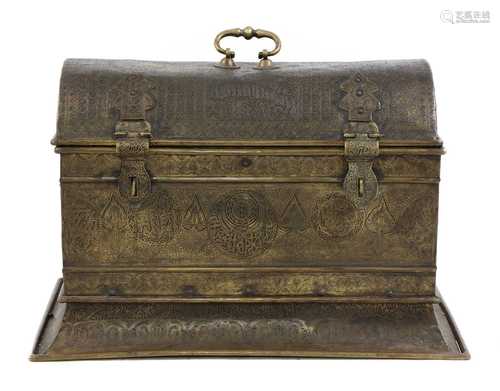 An Indo-Persian brass trunk,