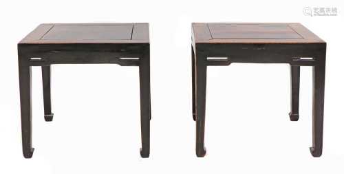 A pair of Chinese hardwood square tables,
