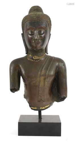 A gilt-bronze bust of Buddha,