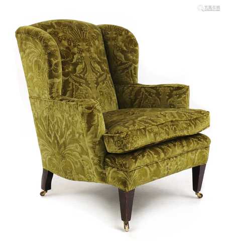 A wingback armchair