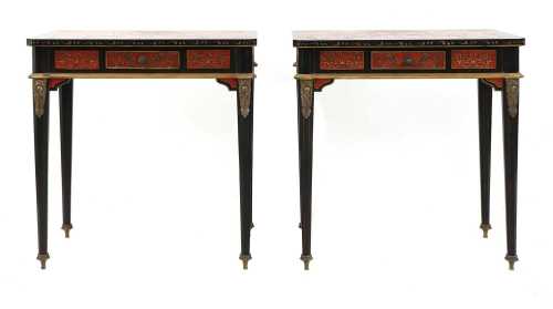 A pair of Napoleon III-style lacquered chinoiserie side tabl...