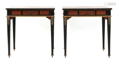 A pair of Napoleon III-style lacquered chinoiserie side tabl...